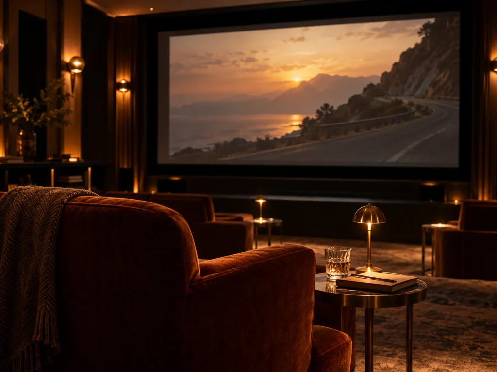 Cine en casa al atardecer
