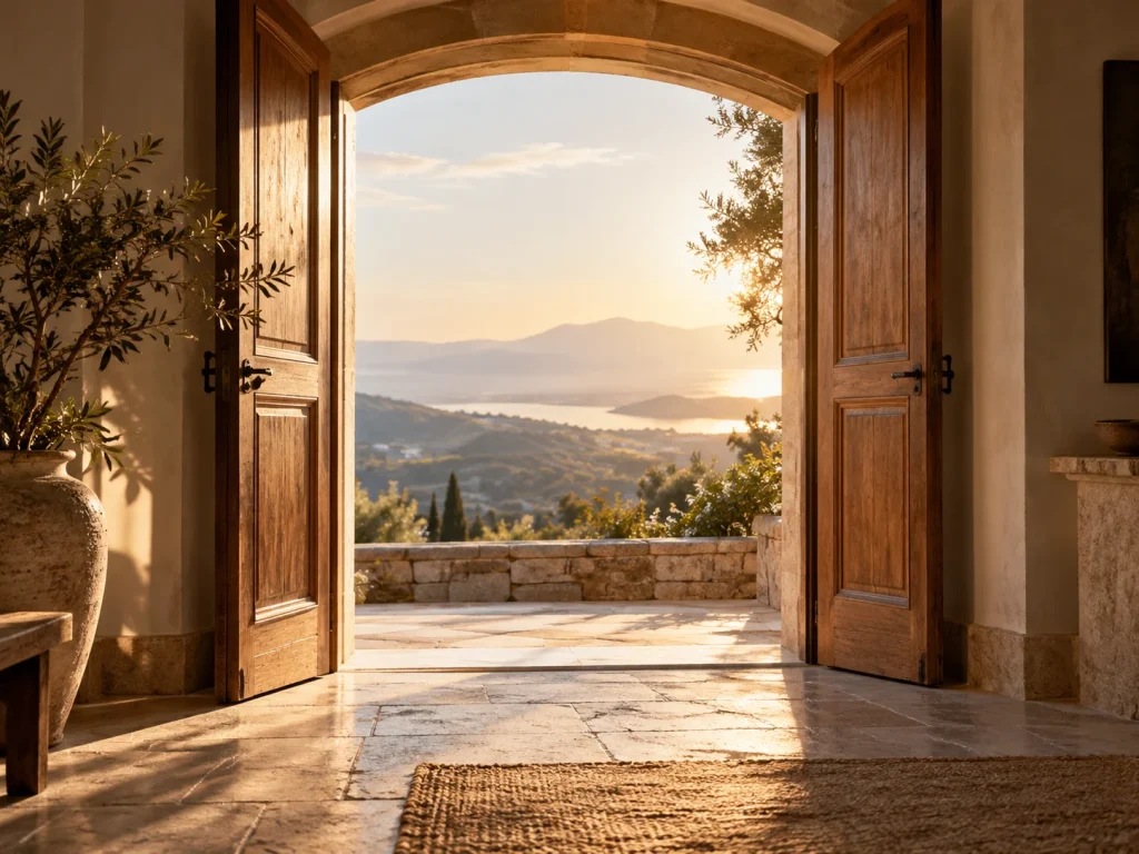 Puerta abierta al paisaje dorado